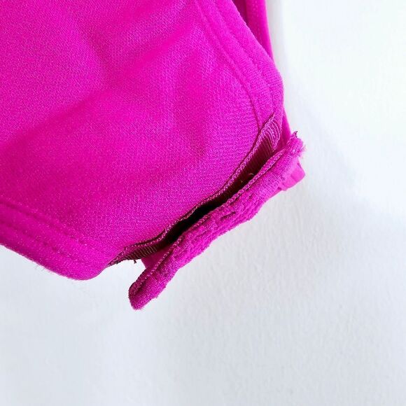 Nylon Mesh Cutout Bodysuit Mockneck  Top FUCHSIA Pink NWT Size S/M and M/L - Picture 6 of 10